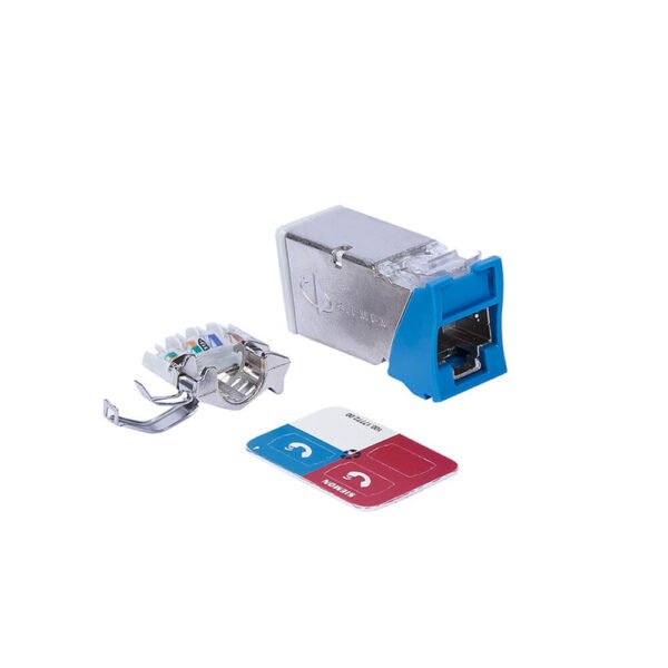 Jack CAT6A Siemon Plano / Angular Blindado Azul z6a-s06b