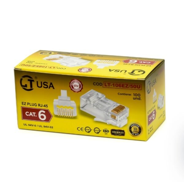 Conector RJ45 Pasante Cat6 Pass Through LT USA LT-106EZ-50U Alto Rendimiento