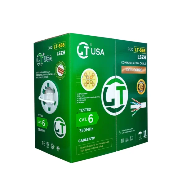 Cable U/UTP Cat 6 Interior LSZH 100% Cobre - LT USA (Caja 305m) LT-556