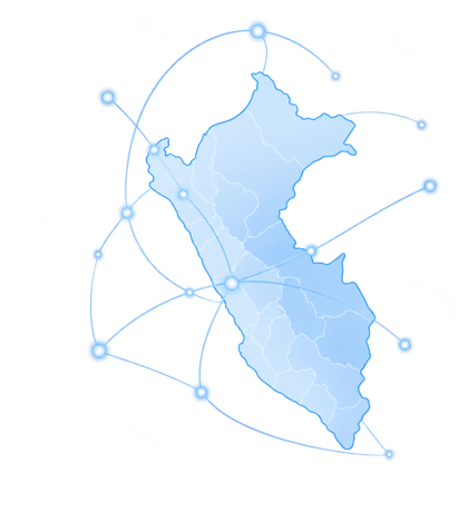 Mapa del Perú con conexiones que representa el alcance nacional de los envíos